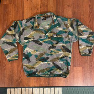 Vintage Patagonia Synchilla Snap-T Fleece Pullover - RARE Fish/Trout Pattern